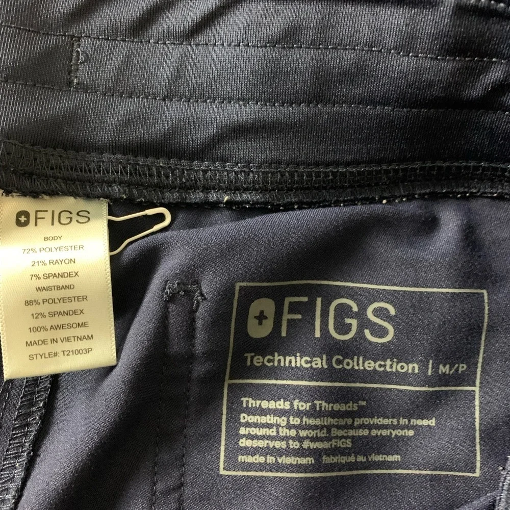 Figs Technical Collection Scrub Pants Straight Leg Navy Blue Medium P